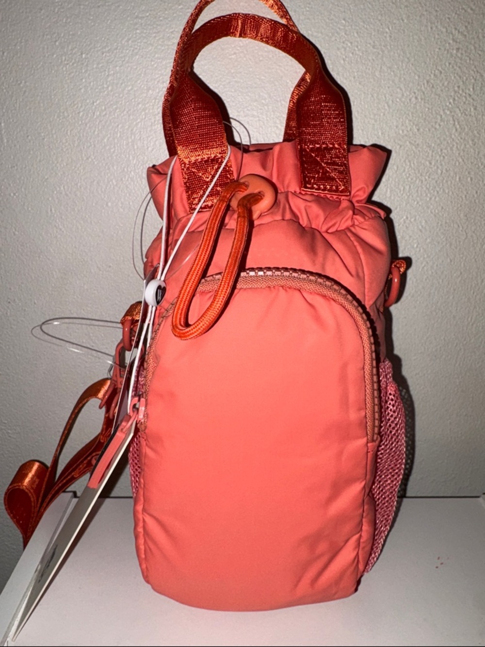 Wildfox Peachy Orange Drawstring Crossbody Water bottle Bag